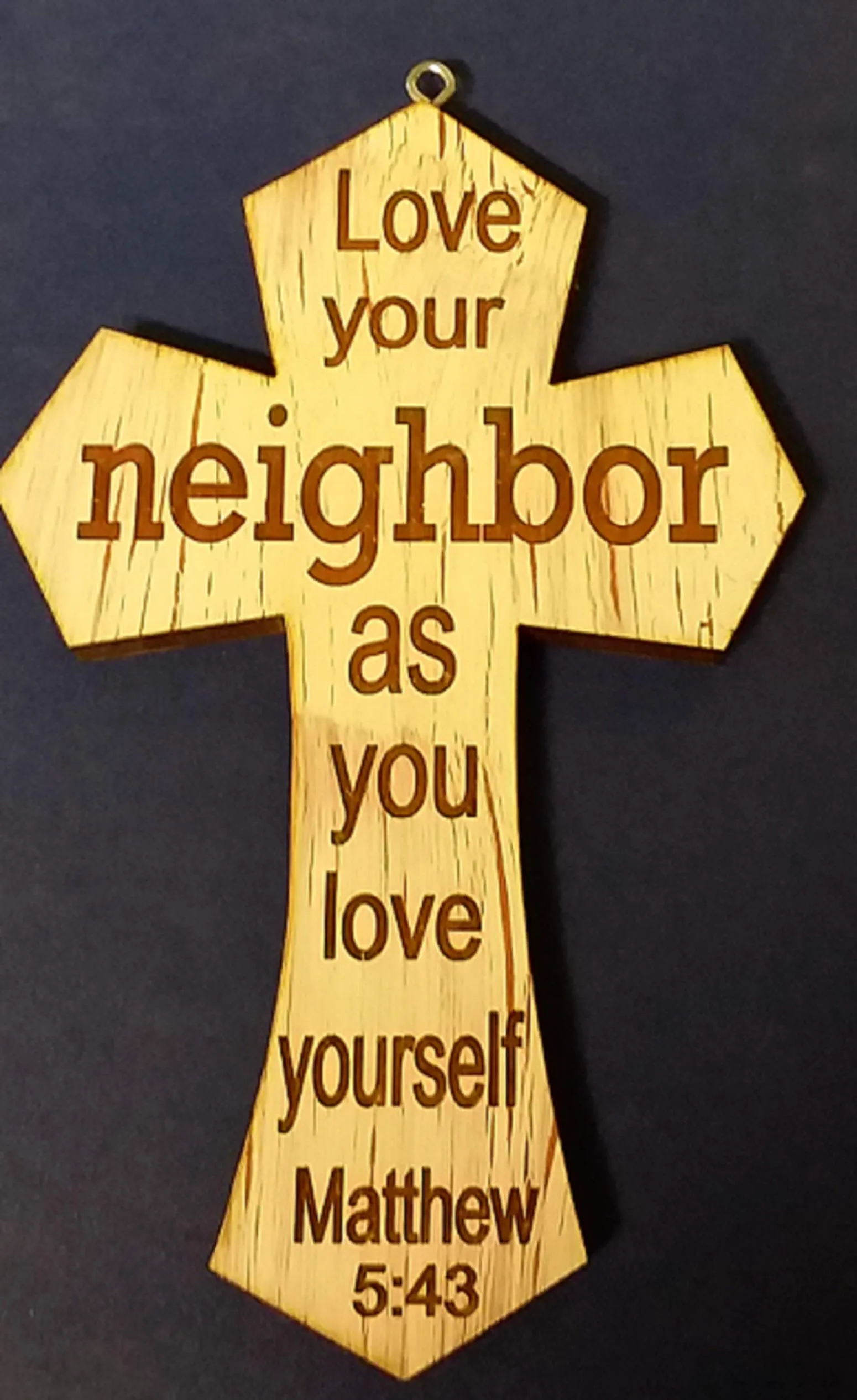 Antique Mini Wall Cross - Love Your Neighbor Bible Verse by Dicksons