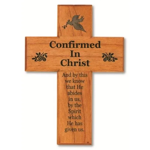 Confirmed in Christ Dove Mahogany Wall Cross - Inspirational Keepsake for Confirmation