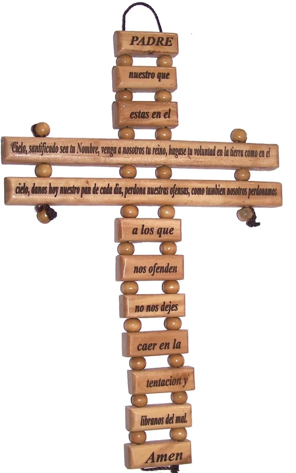 Hand-Carved Olive Wood Cross 18-Inch from Bethlehem with Certificate & Lord's Prayer Card