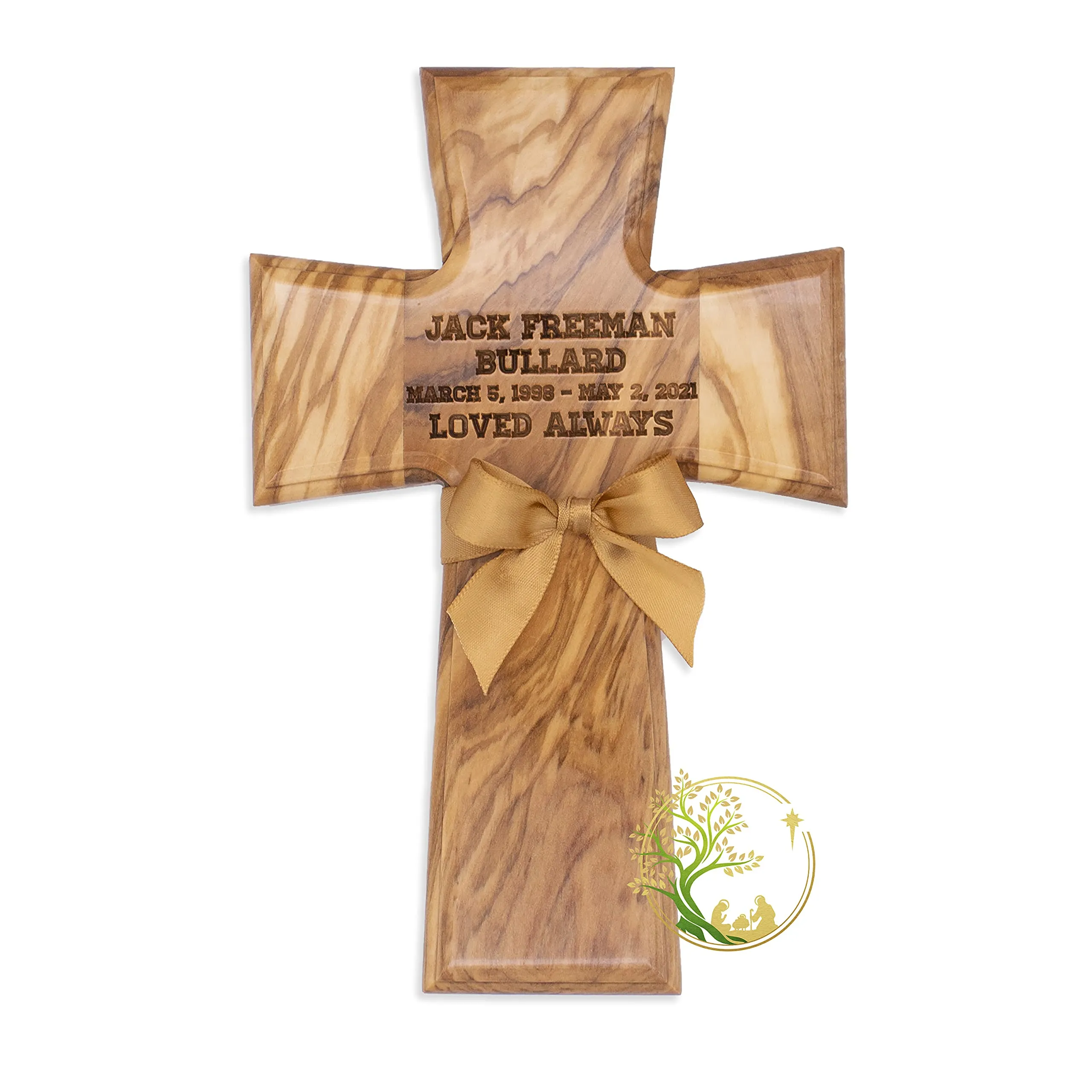 Personalized Olive Wood Cross for Baptism, Confirmation, Christening