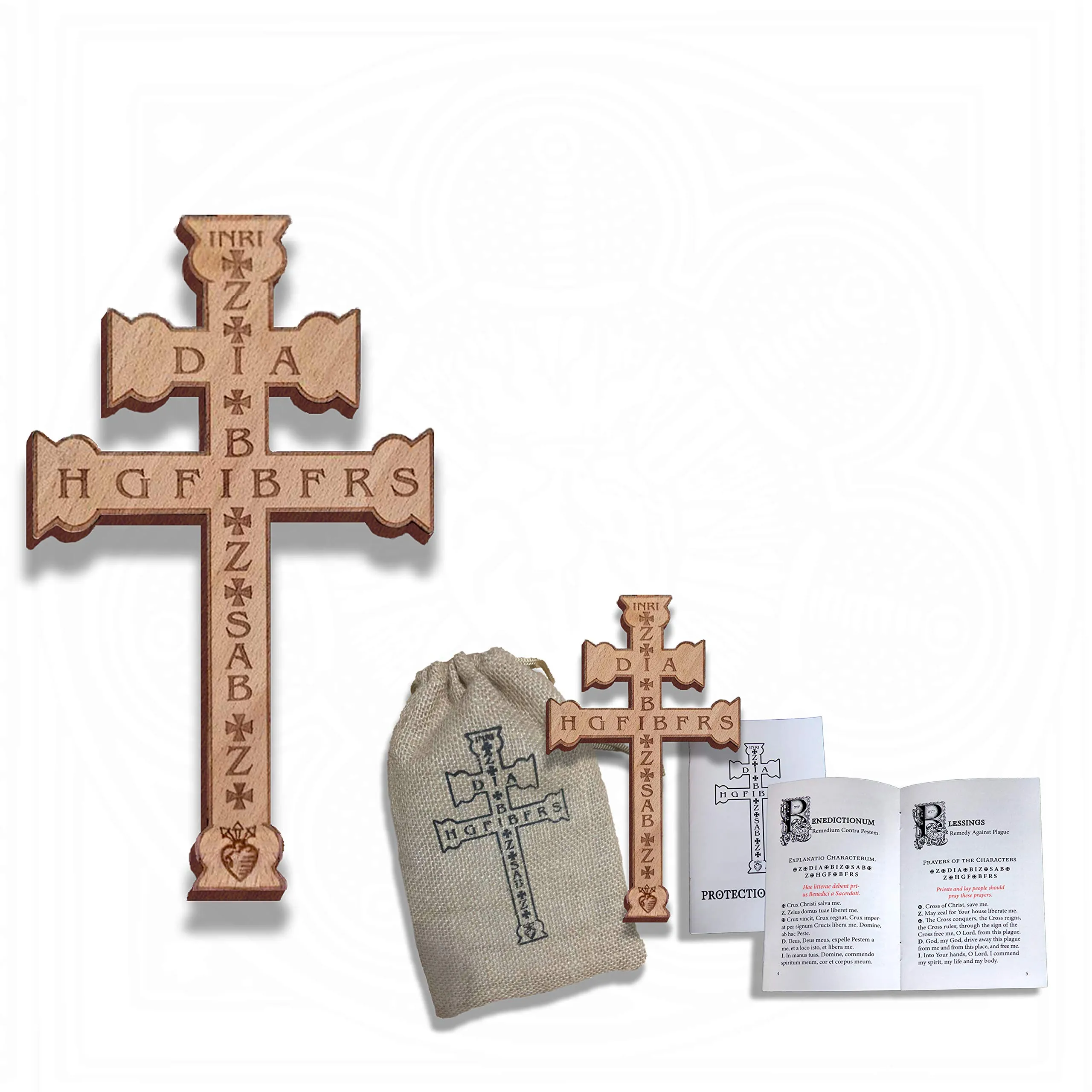 Plague Cross 7' Wall Cross Protection Bundle with Centuries of Blessings and Prayers