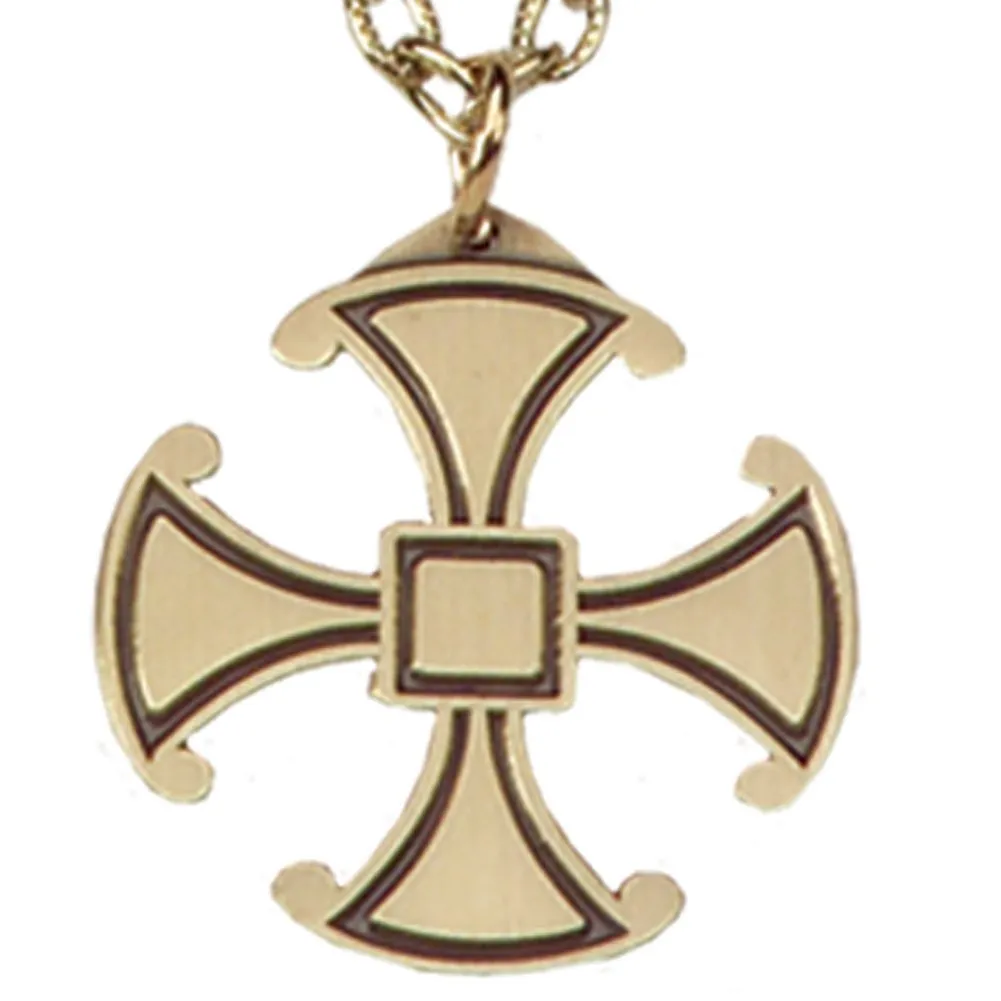 Terra Sancta Guild Bronze Canterbury Cross 1' with 18' Chain - Antique Finish