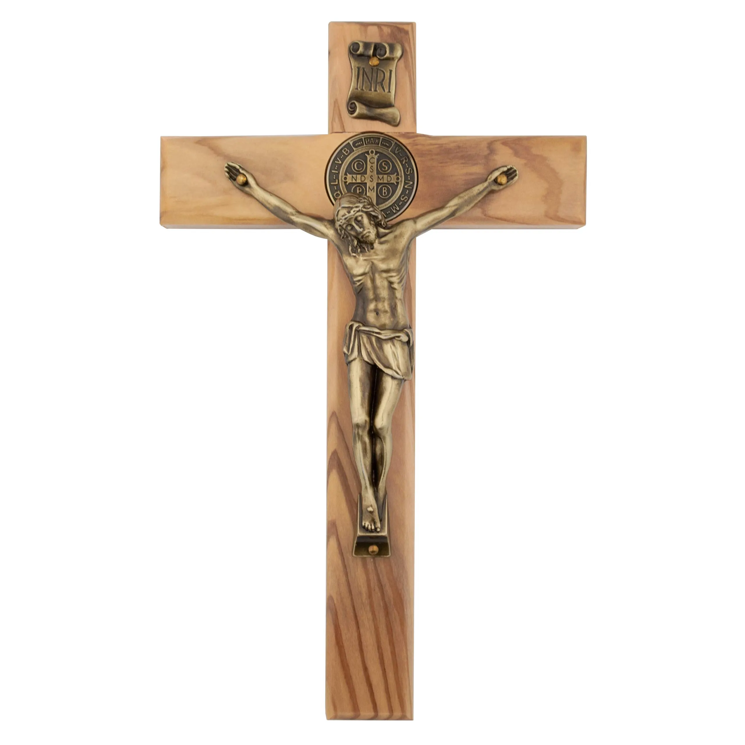 Wooden Wall Cross with Saint Benedict Medal